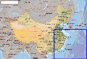 Fisica mapa de Republica Popular da China em ingles