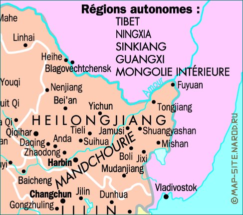 mapa de Republica Popular da China em frances