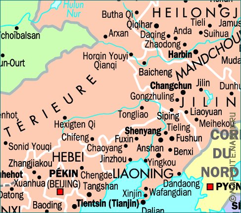 mapa de Republica Popular da China em frances