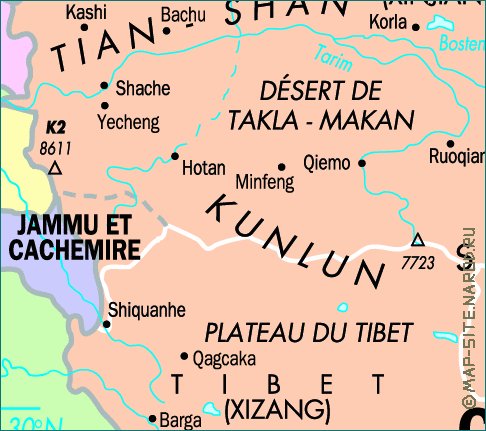 mapa de Republica Popular da China em frances