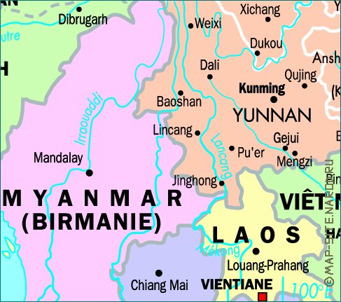 mapa de Republica Popular da China em frances