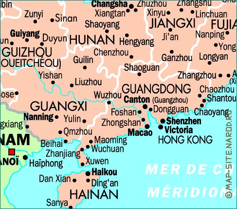 mapa de Republica Popular da China em frances