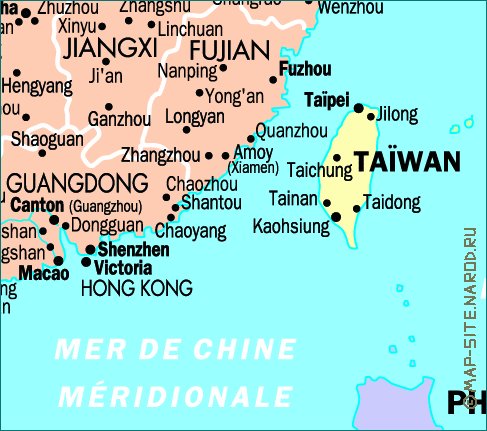 mapa de Republica Popular da China em frances