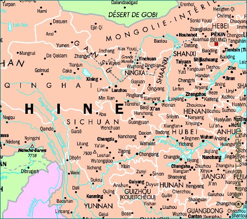 mapa de Republica Popular da China em frances