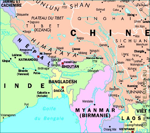 mapa de Republica Popular da China em frances