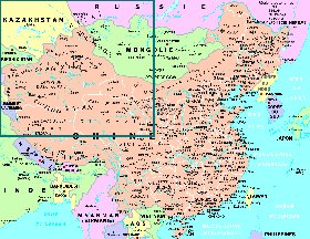 mapa de Republica Popular da China em frances