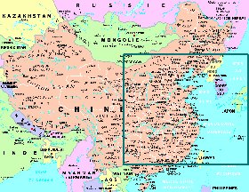 mapa de Republica Popular da China em frances