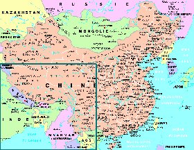 mapa de Republica Popular da China em frances