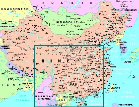 mapa de Republica Popular da China em frances