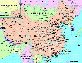 mapa de Republica Popular da China em frances