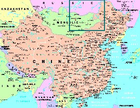 mapa de Republica Popular da China em frances