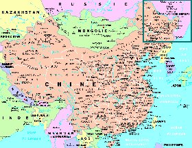 mapa de Republica Popular da China em frances