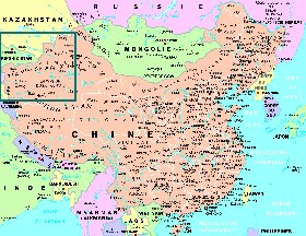 mapa de Republica Popular da China em frances