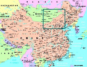 mapa de Republica Popular da China em frances