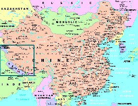 mapa de Republica Popular da China em frances