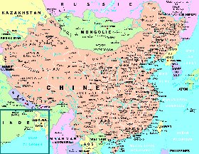 mapa de Republica Popular da China em frances