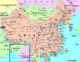 mapa de Republica Popular da China em frances