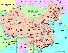 mapa de Republica Popular da China em frances