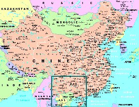 mapa de Republica Popular da China em frances