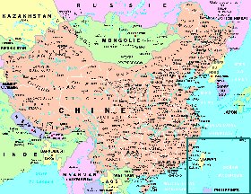 mapa de Republica Popular da China em frances