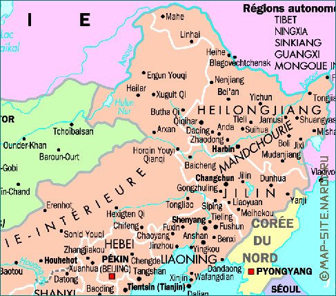 mapa de Republica Popular da China em frances