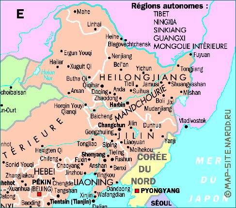 mapa de Republica Popular da China em frances