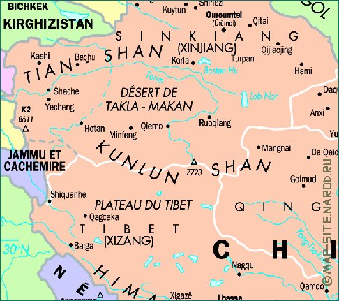 mapa de Republica Popular da China em frances