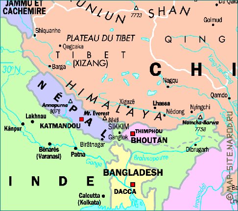 mapa de Republica Popular da China em frances