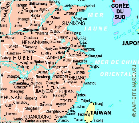 mapa de Republica Popular da China em frances