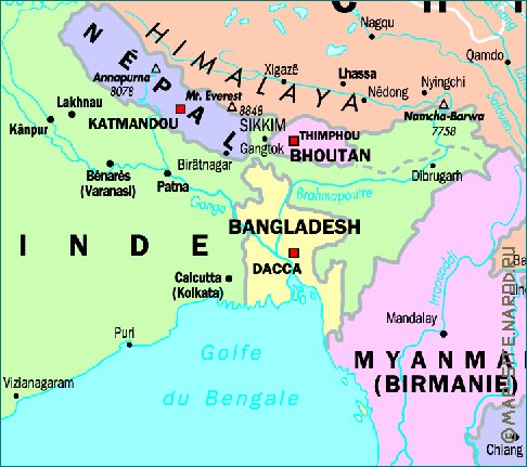 mapa de Republica Popular da China em frances