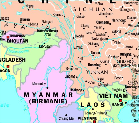 mapa de Republica Popular da China em frances