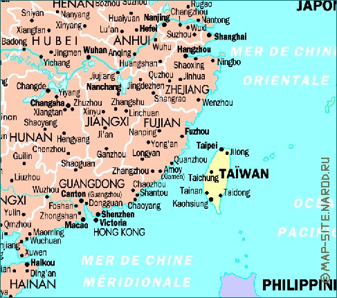 mapa de Republica Popular da China em frances