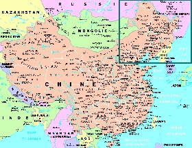 mapa de Republica Popular da China em frances