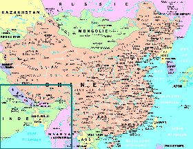 mapa de Republica Popular da China em frances