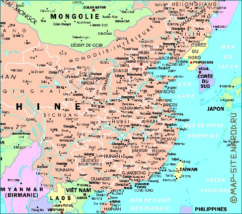 mapa de Republica Popular da China em frances