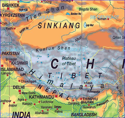 carte de Republique populaire de Chine en allemand