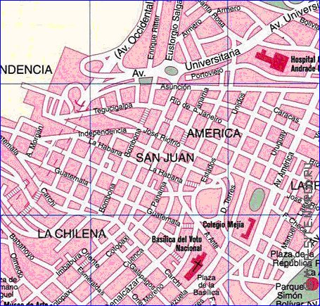 mapa de Quito em espanhol