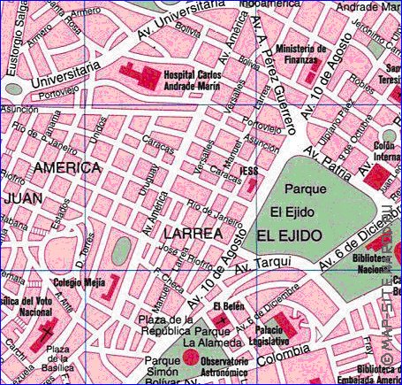 carte de San Francisco de Quito en espagnol