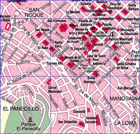 carte de San Francisco de Quito en espagnol