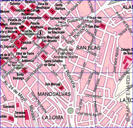 mapa de Quito em espanhol