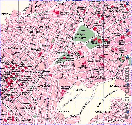 carte de San Francisco de Quito en espagnol