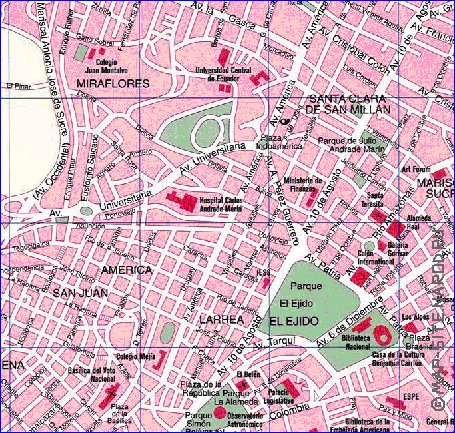 mapa de Quito em espanhol