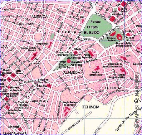 mapa de Quito em espanhol