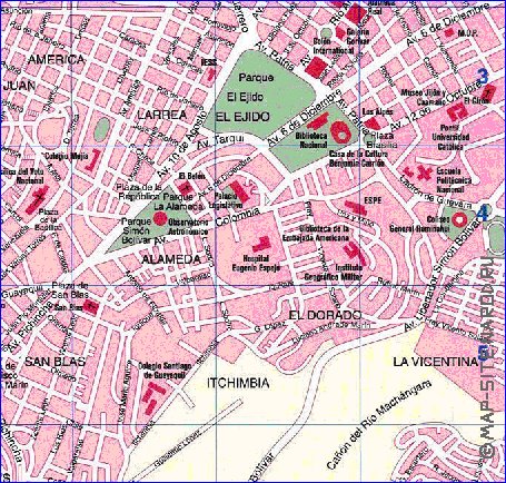 mapa de Quito em espanhol