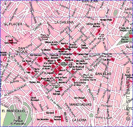 mapa de Quito em espanhol