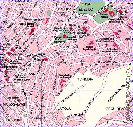 carte de San Francisco de Quito en espagnol