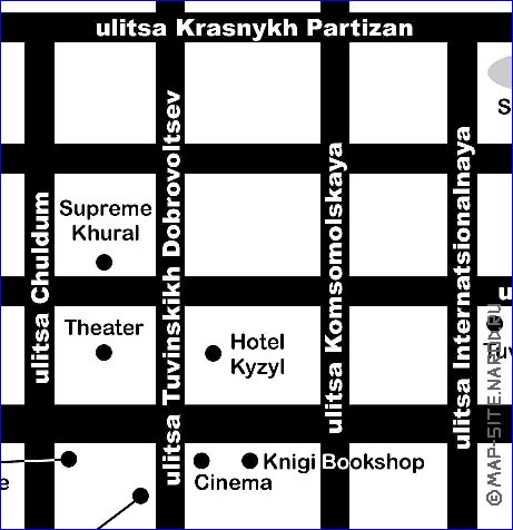 carte de Kyzyl en anglais