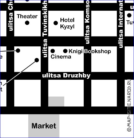 carte de Kyzyl en anglais