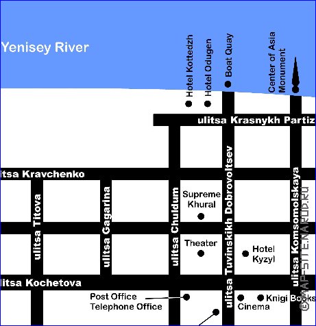 carte de Kyzyl en anglais