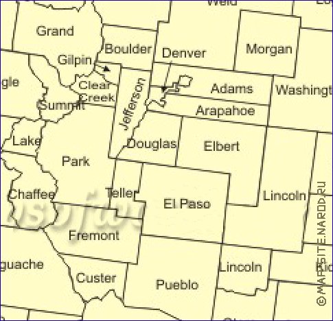 Administrativa mapa de Colorado